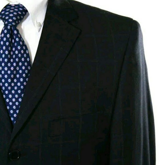 Evan picone checkered 40 blue blazer suit jacket